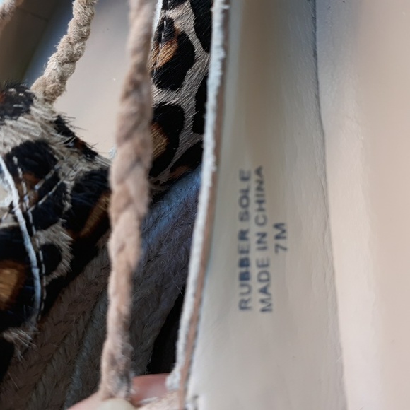 NWOT ANN TAYLOR LEATHER LEOPARD PRINT ESPADRILLE WEDGE SHOES - Picture 9 of 10